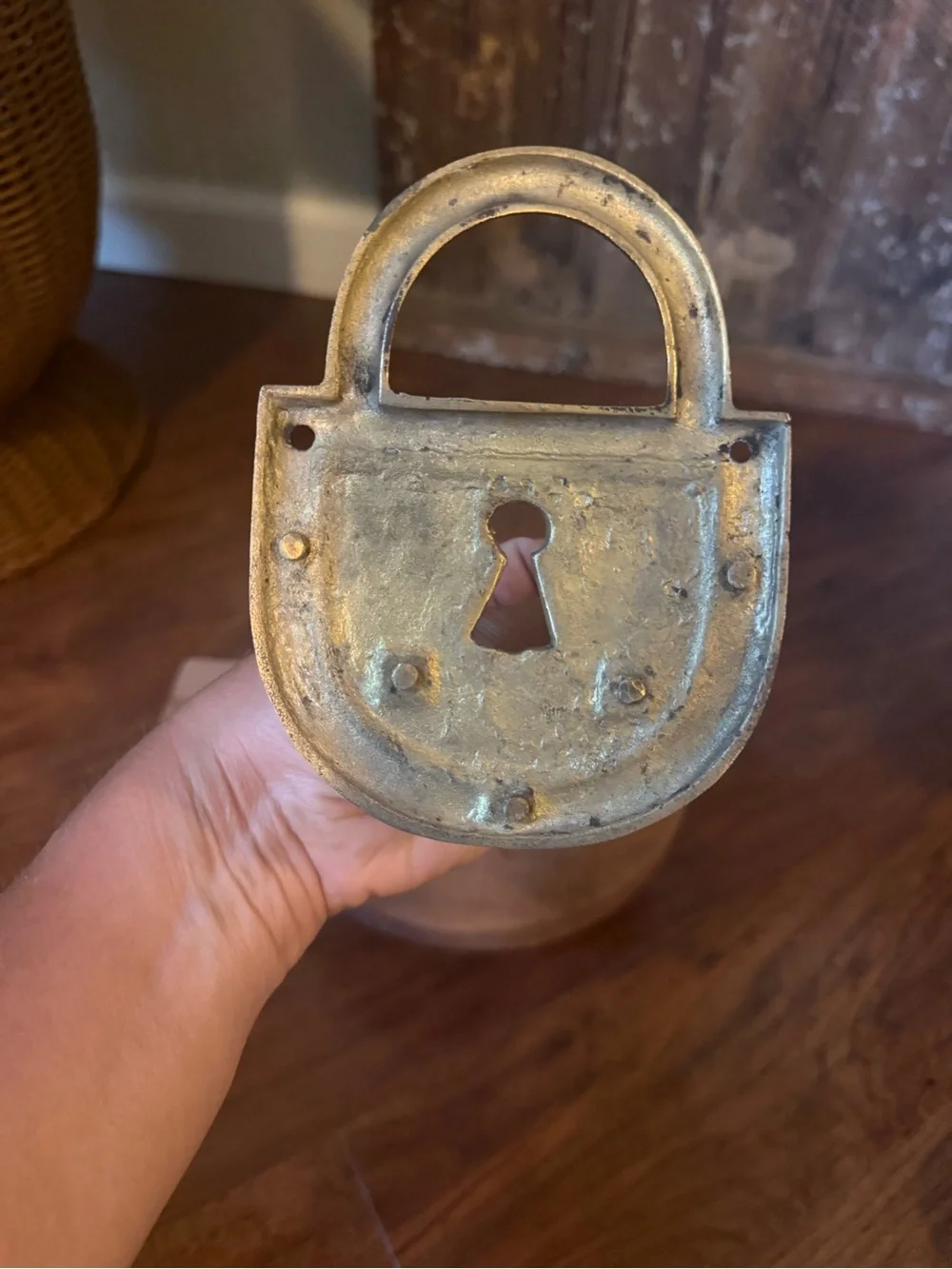 Vintage Brass Lock Key Holder With Hooks,  Unique 5